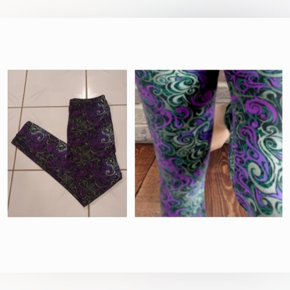 4/$80 New Gray & Purple Hypnotic Swirl Leggings - Size Plus (US12-18)